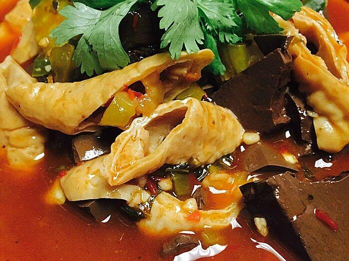 Pork Intestines And Blood In Hot Pot